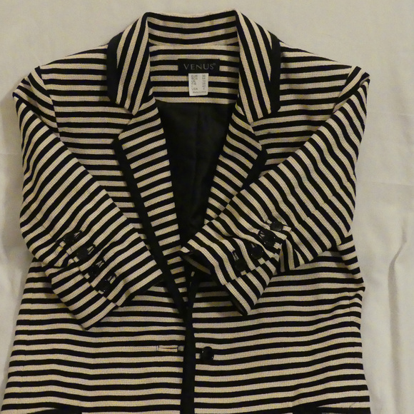 Womens VENUS Navy Striped Blazer, Size 4 - Picture 2 of 4